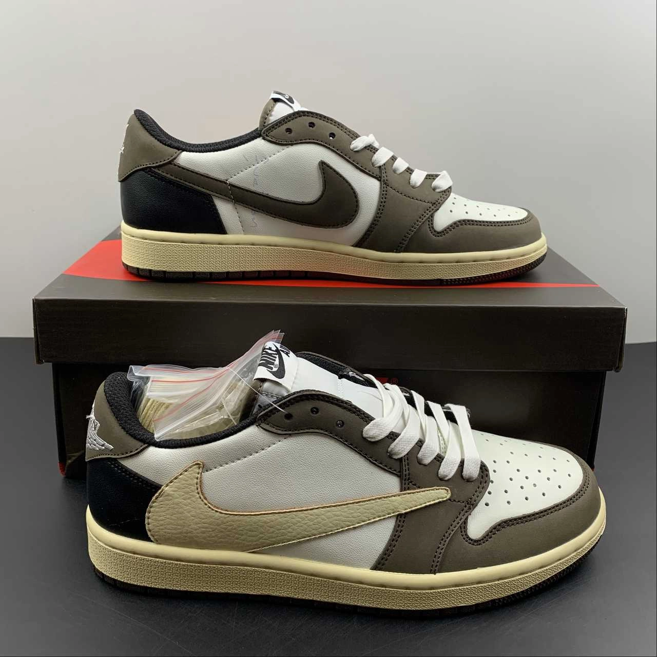 Air Jordan 1 Retro Low OG SP ??Travis Scott?? Black Brown Barb DM7866-851 Slip-resistant fit Tennis Court