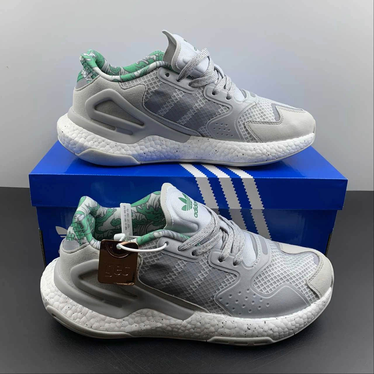 exploration mesh construction shoes Adidas Day Jogger Boost Grey Green Cloud White FX6173
