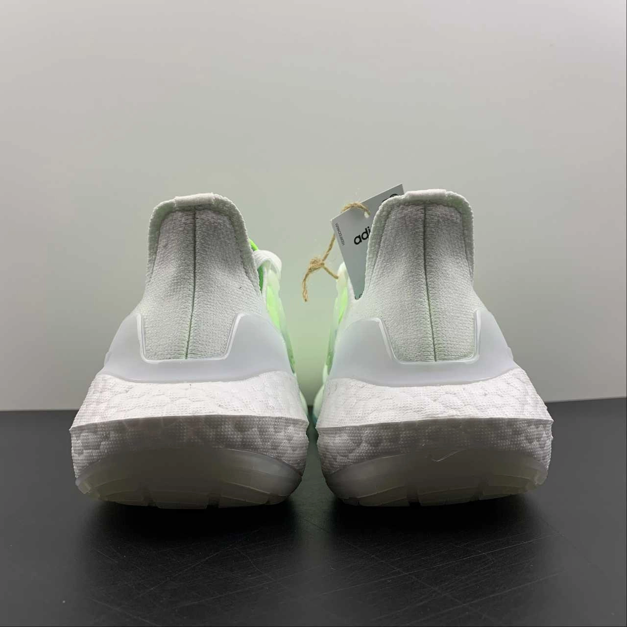 Adidas UltraBoost 22 White Fluorescent Green GX5926 Foot Ease Reactive Ride