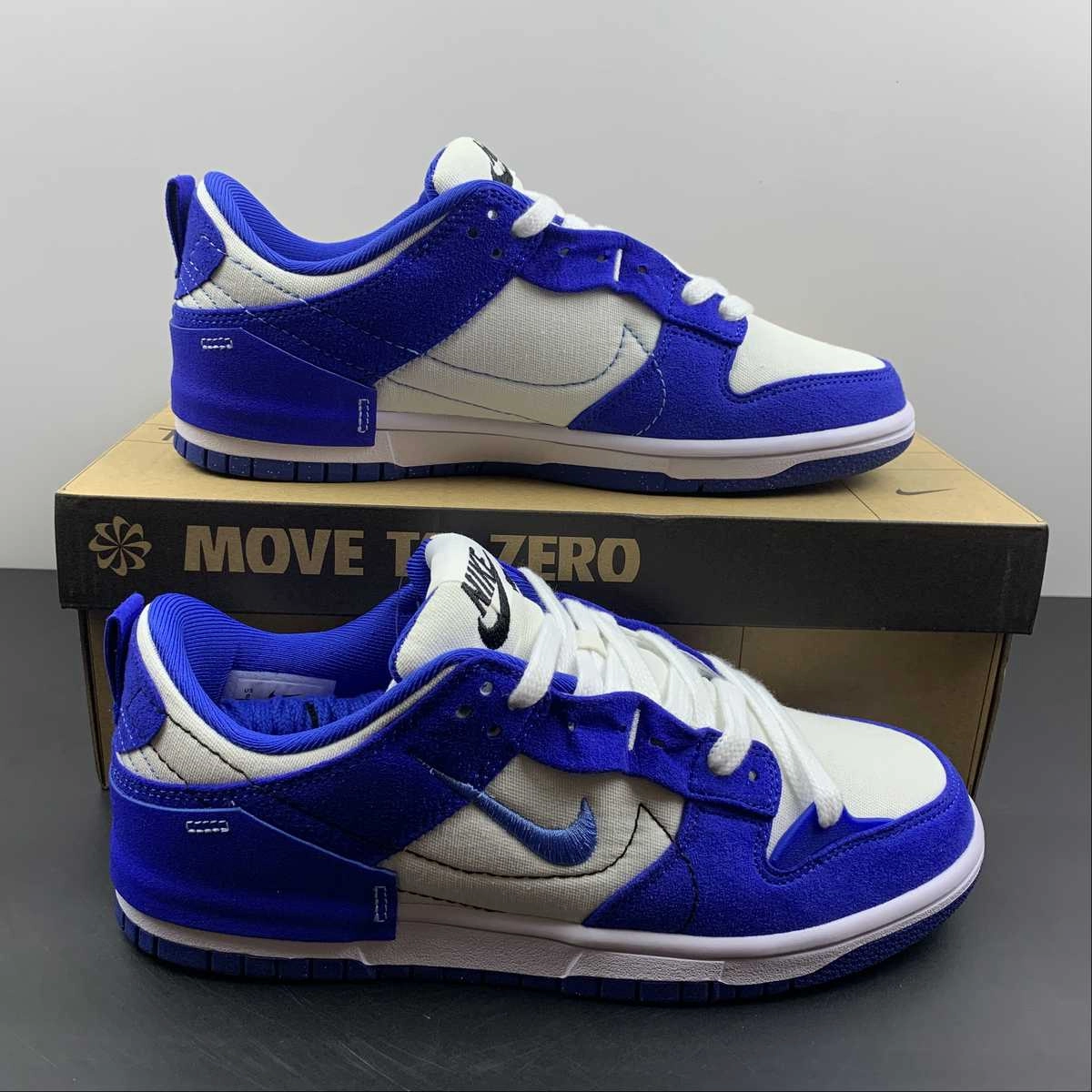SB Dunk Low Disrupt 2 White University Blue Hyper Royal DH4402-102 No Slip