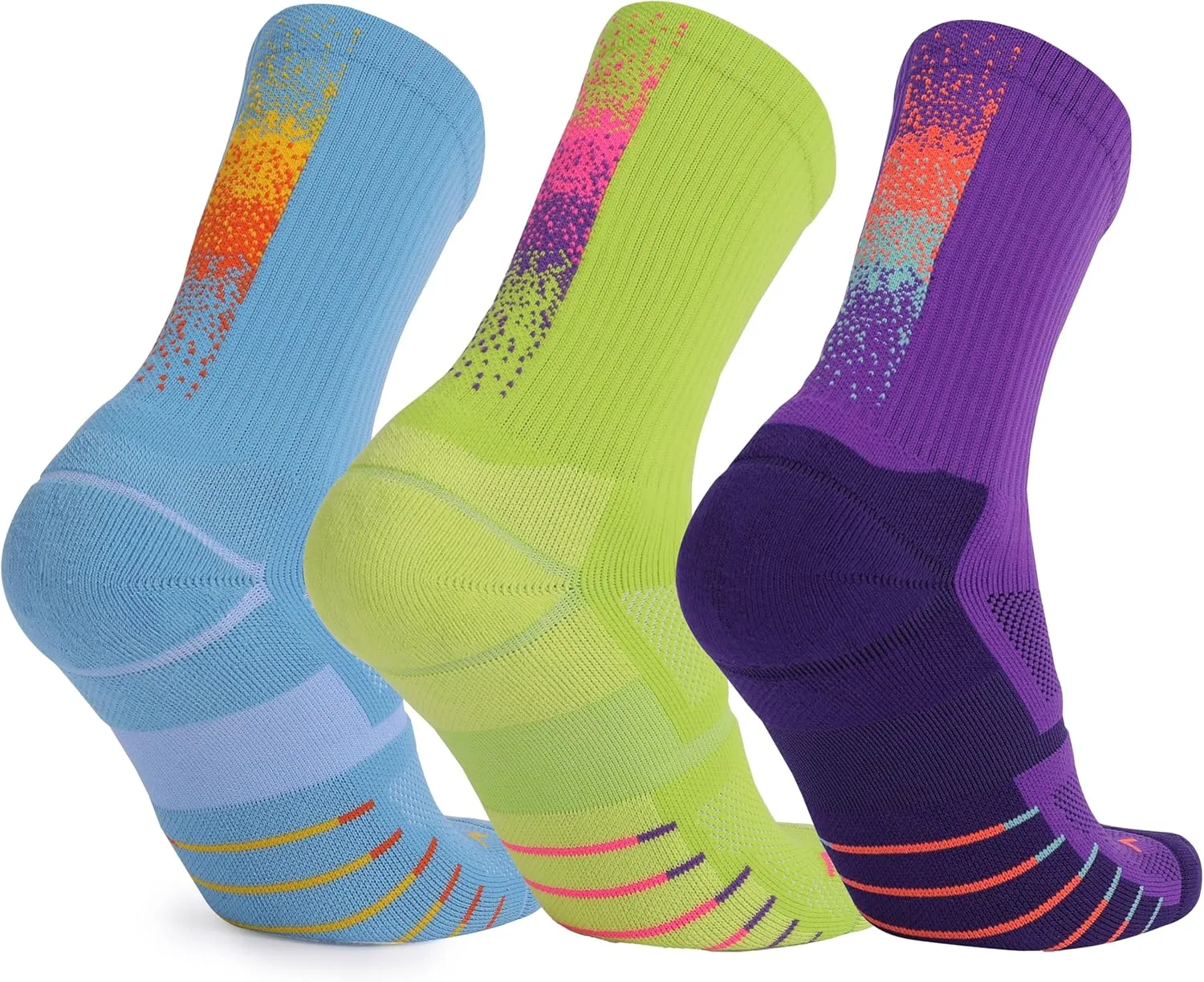 AnsrJ Basketball socks for Men or Women,Elite Athletic Cushion Crew Socks with Arch Compression 3-Pack