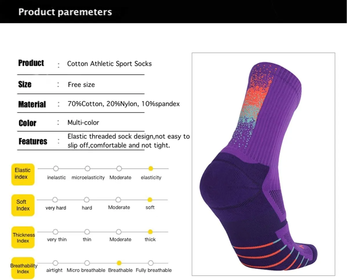 AnsrJ Basketball socks for Men or Women,Elite Athletic Cushion Crew Socks with Arch Compression 3-Pack