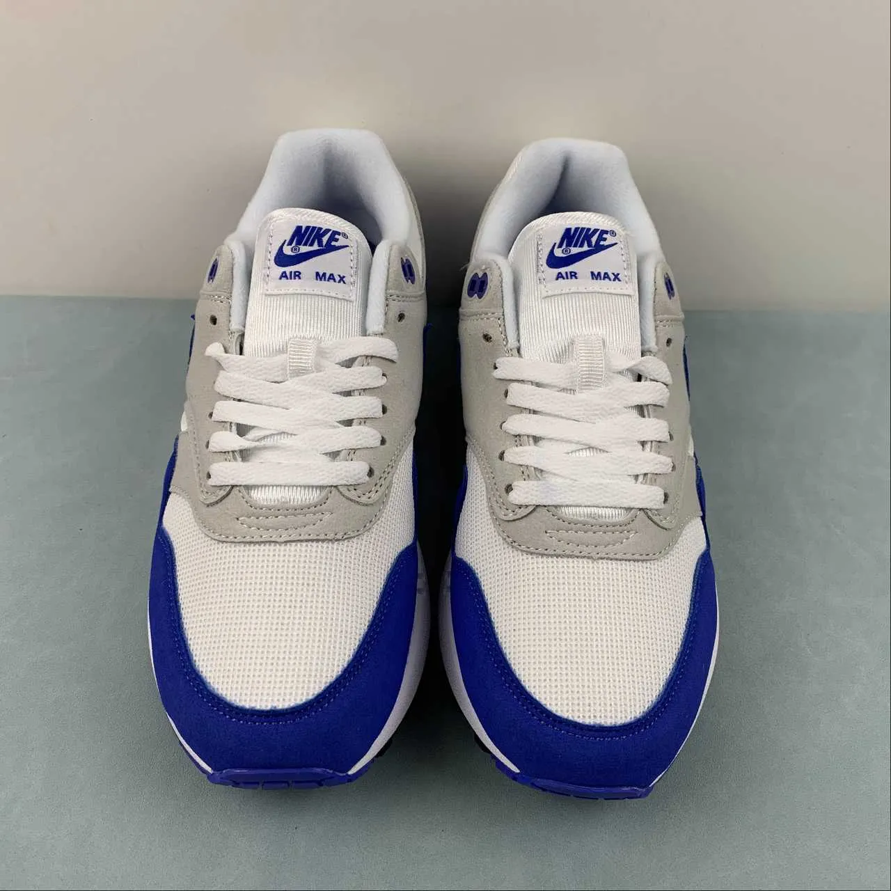 Breathable Outsole classic - brand shoes Air Max 1 Anniversary Royal Grey Game White Neutral 908375-102