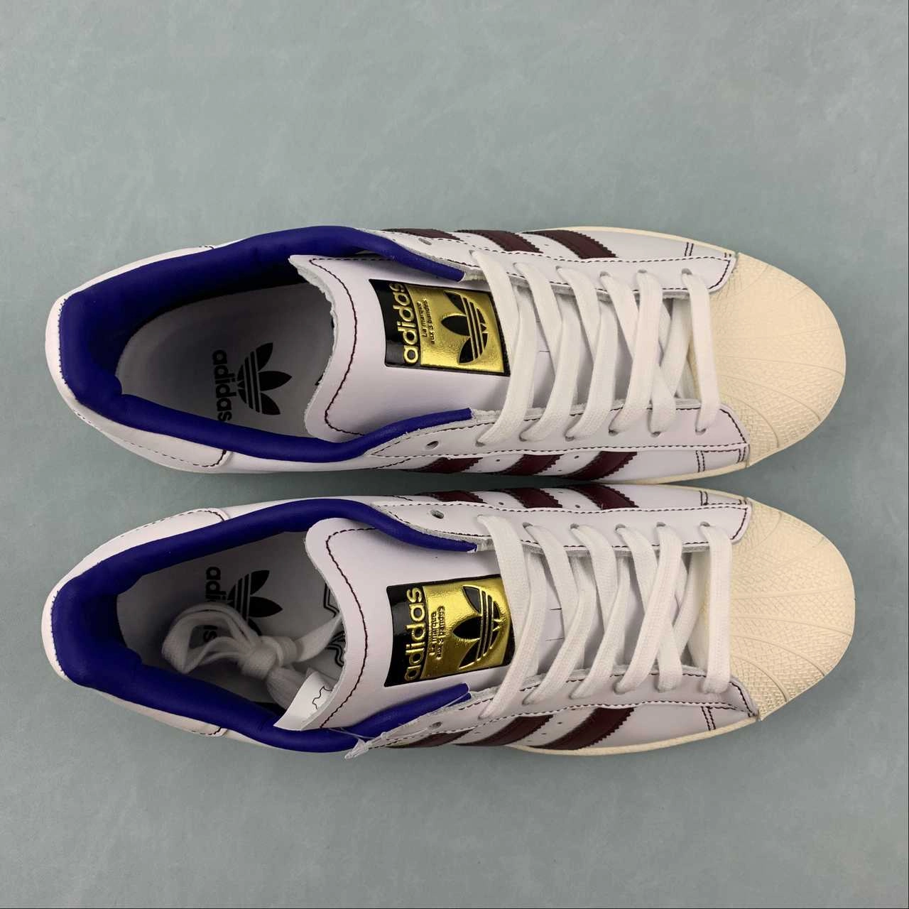gel running wear winter running shoes Adidas Superstar 82 White Maroon Blue IE0020