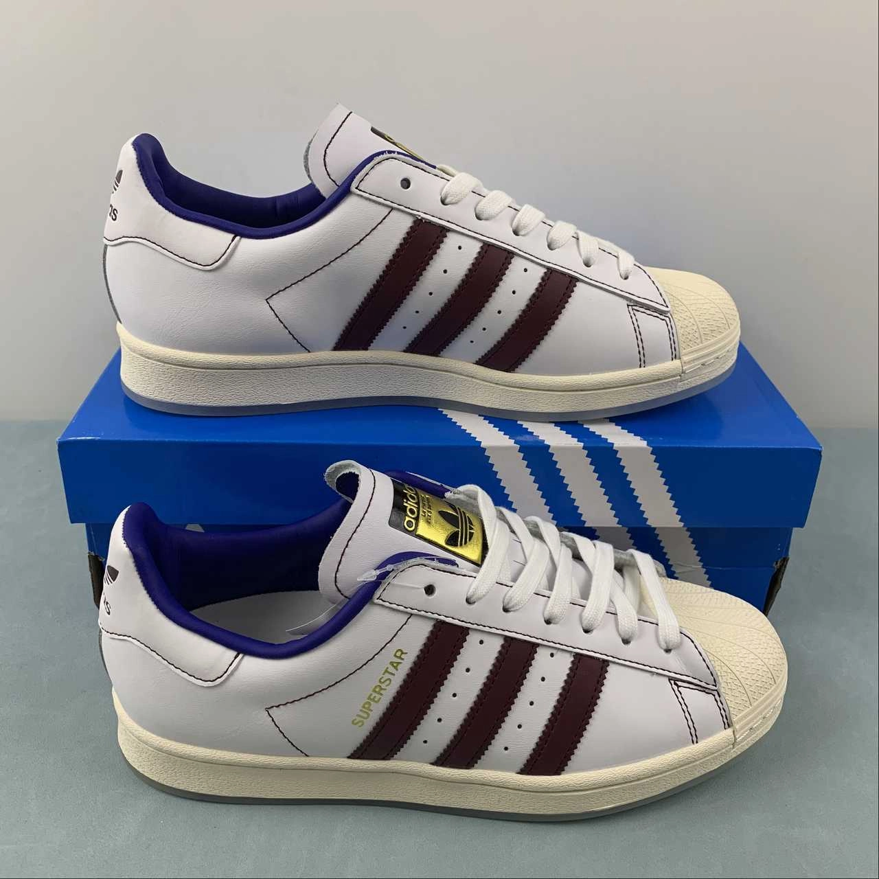 Adidas Superstar 82 White Maroon Blue IE0020 cushioned fabric shoes Shock-absorbing