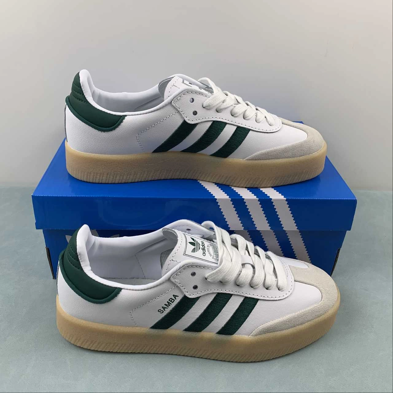 Urban Goer Chic Look Adidas Samba Vegan Cloud White Dark Green Gum ID0440