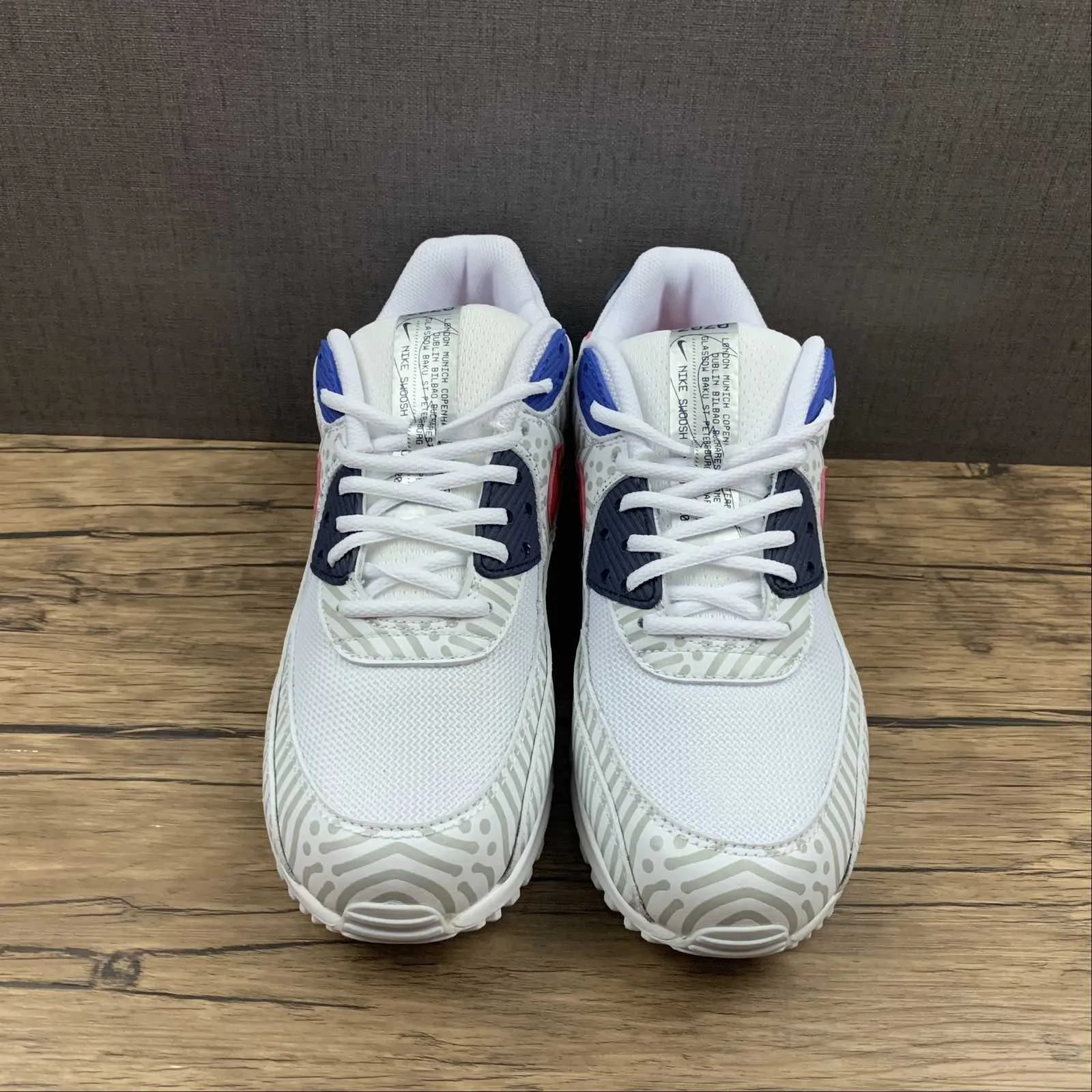 Air Max 90 Euro Tour 2020 White Midnight Navy Bright Blue University Red CW7574-100 shock - absorbing tear - resistant - fabric shoes
