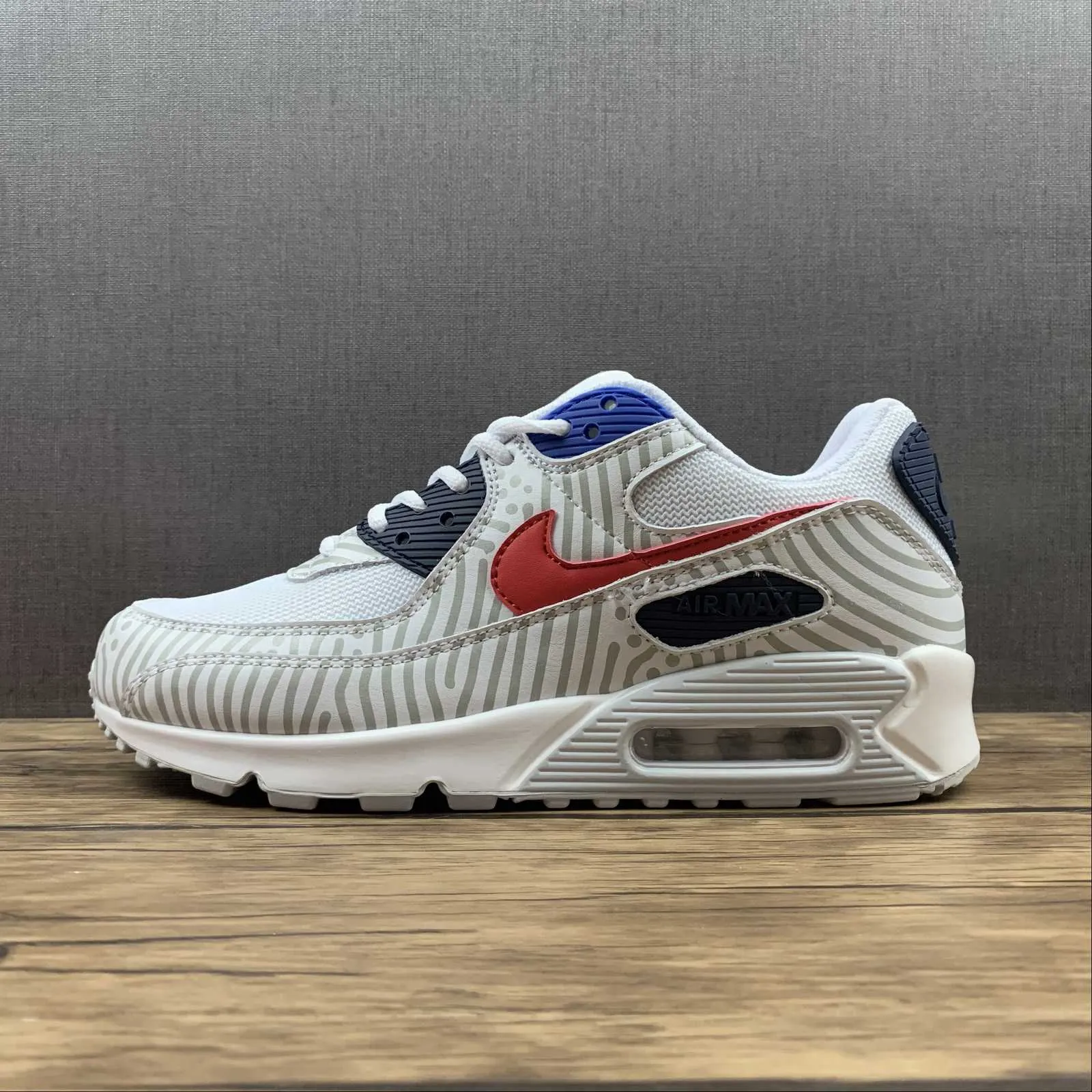 gel shoes running with a whistle Air Max 90 Euro Tour 2020 White Midnight Navy Bright Blue University Red CW7574-100