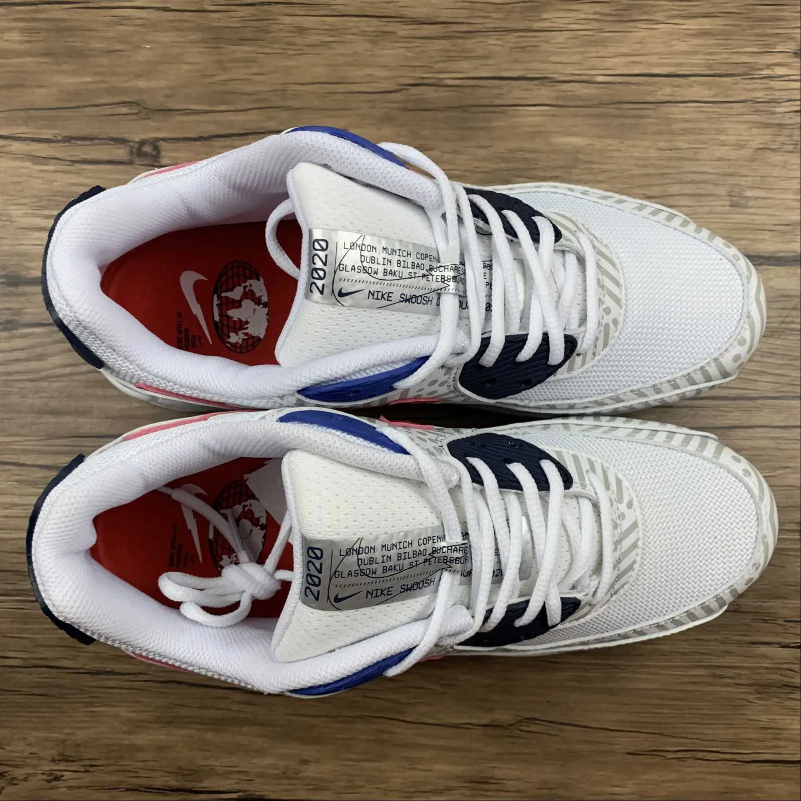 Air Max 90 Euro Tour 2020 White Midnight Navy Bright Blue University Red CW7574-100 hunting shoes