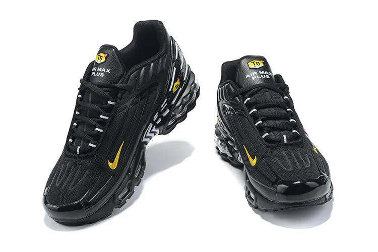 half - marathoning footwear running shoes for tempo runs Air Max Plus 3 Black White Multi Color Swooshes CD0471-005