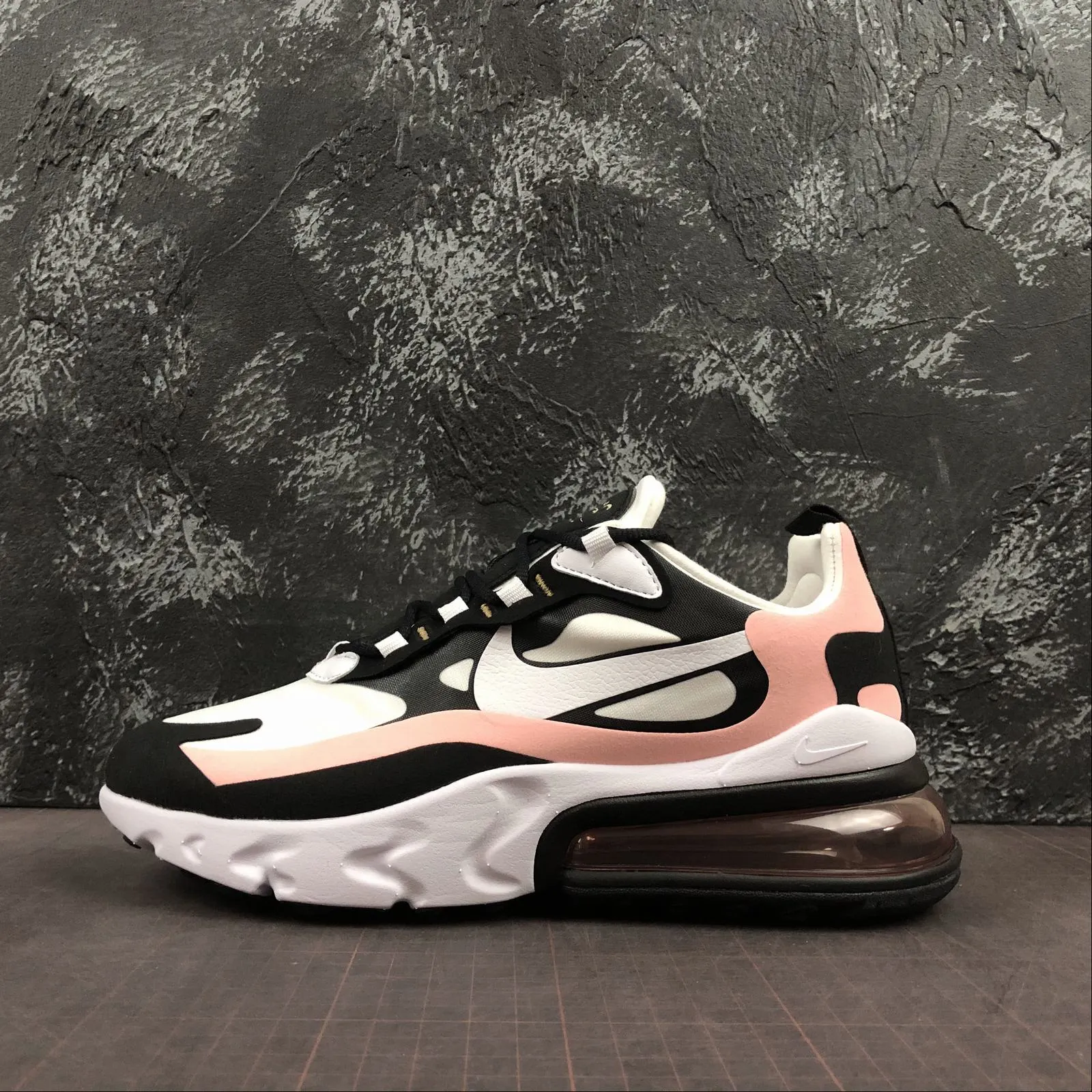 Air Max 270 React Black White Bleached Coral Metallic Gold AT6174-005 reinforced - seams shoes running in wide tracks shoes