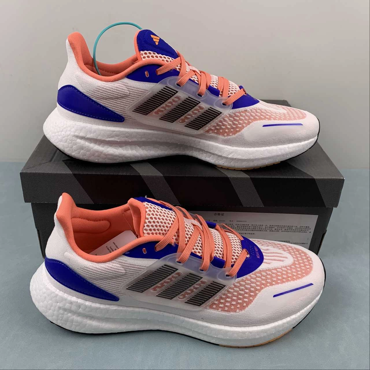 Adidas PureBoost 22 Heat.RDY Cloud White Night Metallic Lucid Blue GY4706 Charity run easy - on design