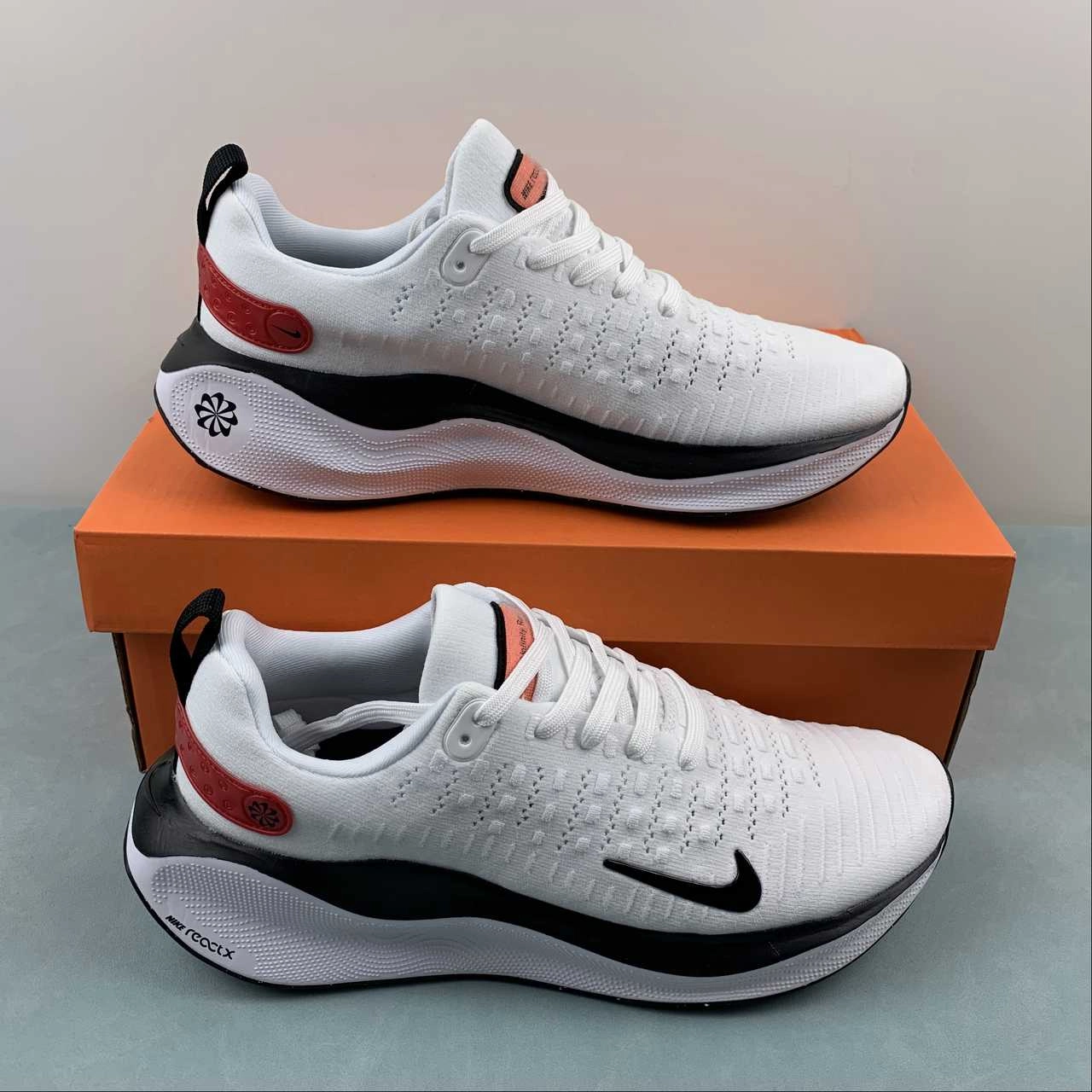 Nike ReactX Infinity Run 4 White Black Light Crimson Platinum Tint DR2665-100 sports - themed shoes