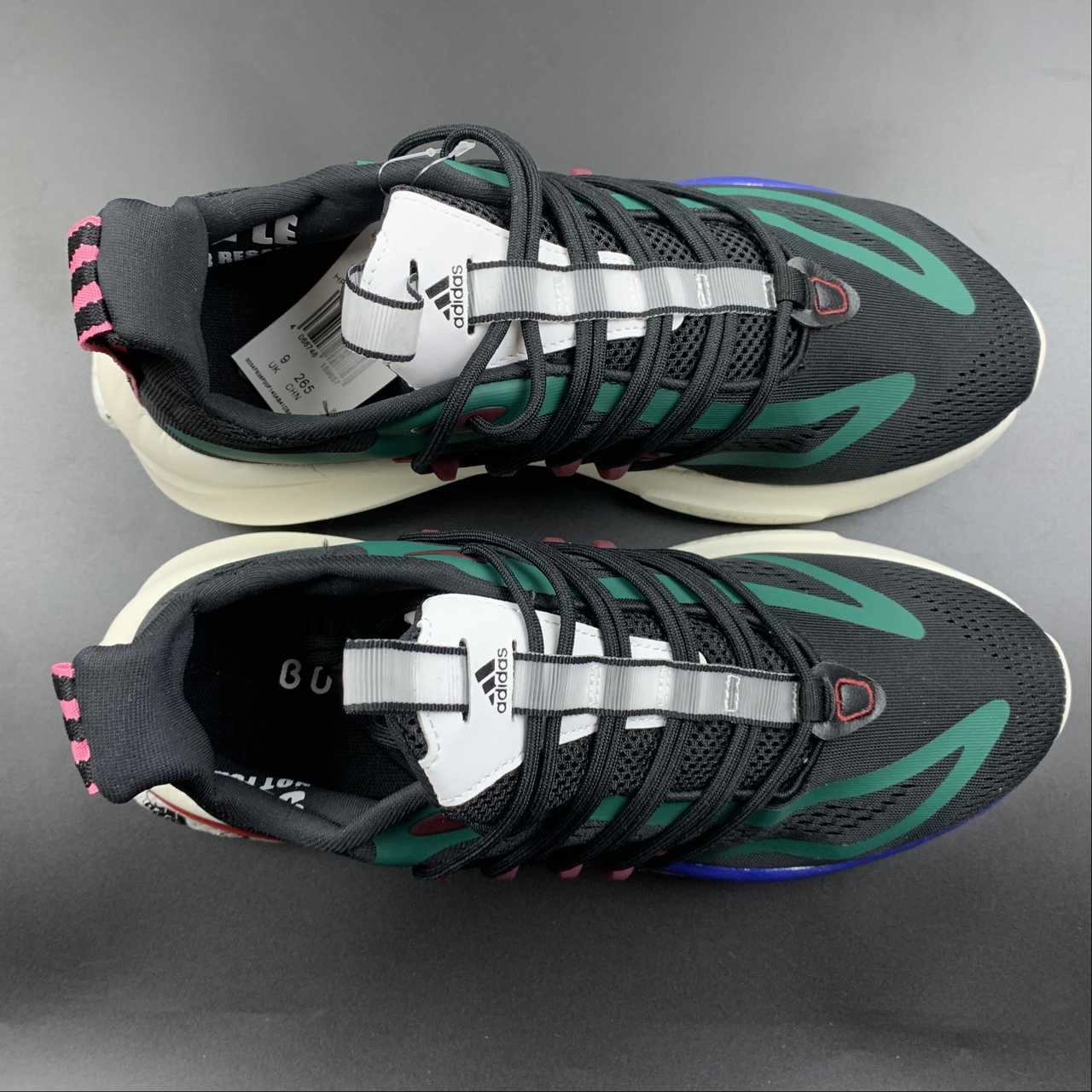Adidas AlphaBoost V1 Green Black Blue White HP7318 tested musical - themed running gear