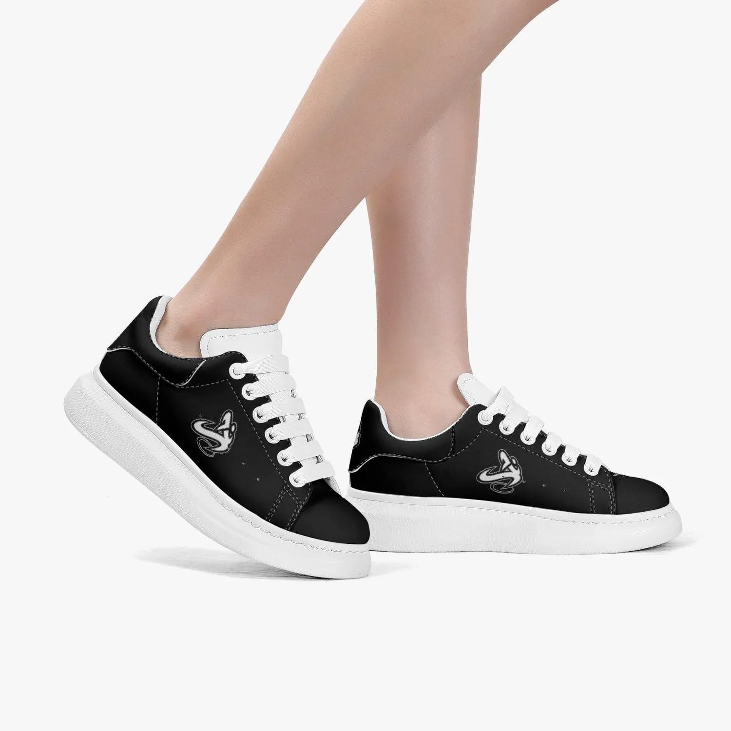 Athletic Apparatus Black Lifestyle Low-Top Leather Sneakers