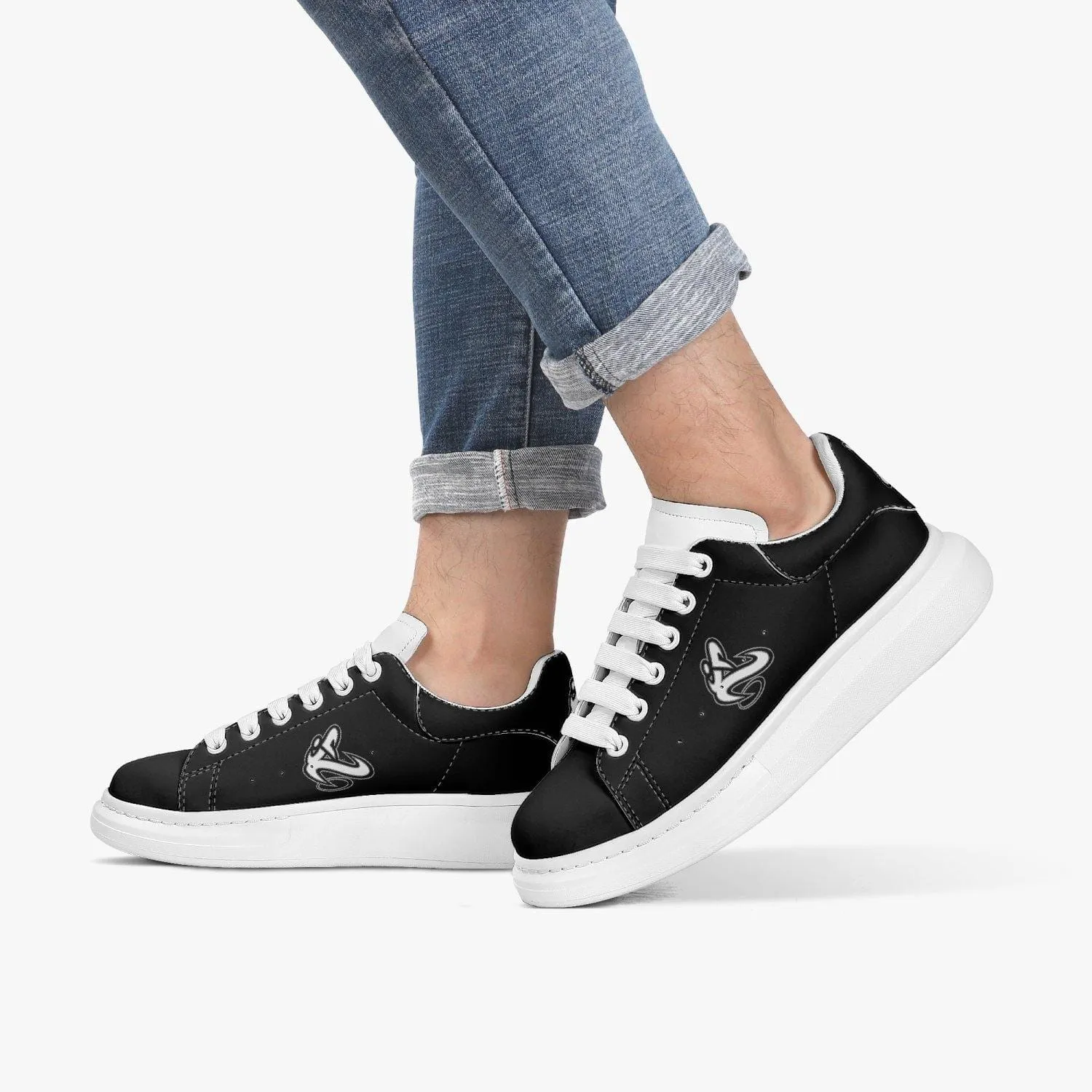 Athletic Apparatus Black Lifestyle Low-Top Leather Sneakers