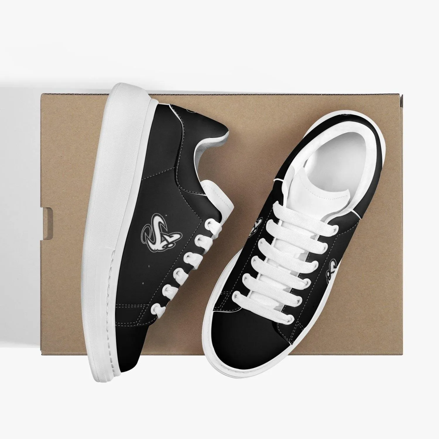 Athletic Apparatus Black Lifestyle Low-Top Leather Sneakers