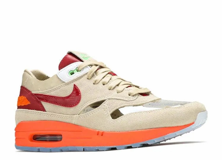 Nike Air Max 1 Clot Kiss of Death running in a suburban area shoes foot - speed running shoes