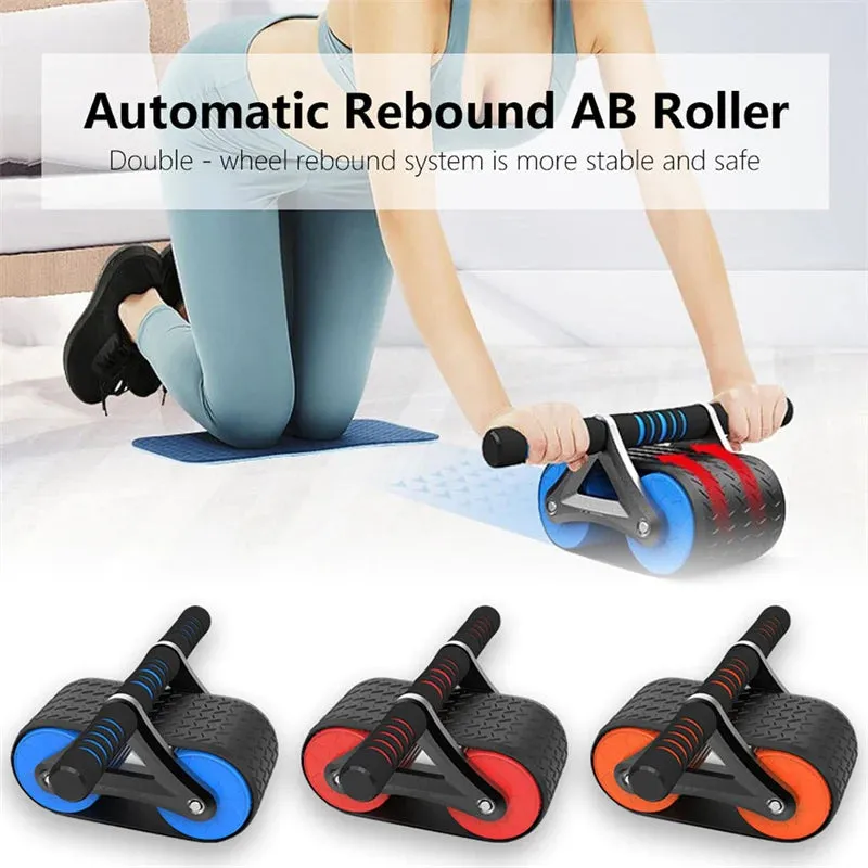 Automatic Rebound Abs Wheel – Double Wheel Trainer for Home & Gym Workouts!