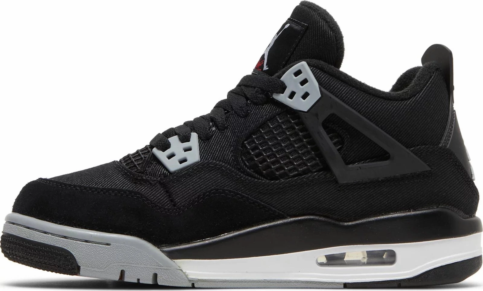 Nike Jordan 4 Black Canvas GS Comfortable Lace Anti Collision Toe
