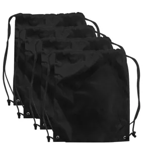 AVESON Pack of 4 Portable Travel Dust-Proof Waterproof Nylon Travel Shoe Organizer Tote Bags w/Drawstring, 15"x13", Black