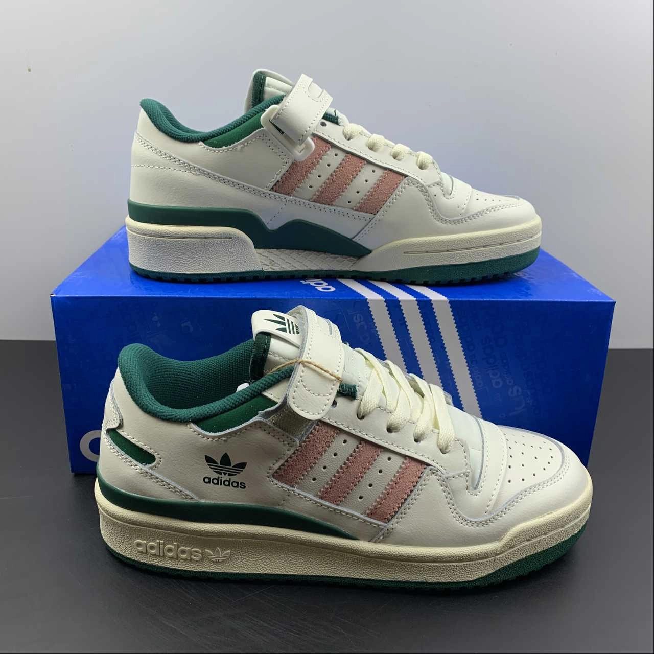 Adidas Forum 84 Low White Green Pink HO1671 Weatherproof Footwear