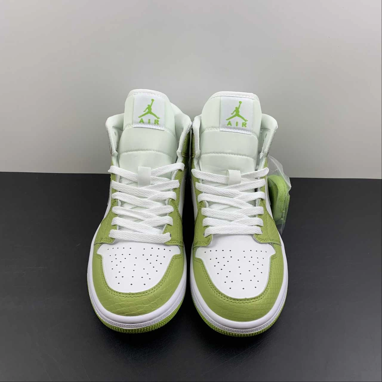 Compression Molded Midsoles Padded Tongue Design Air Jordan 1 Mid SE White Vivid Green-White (2022)