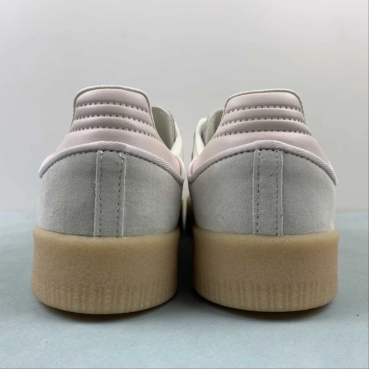 Adidas Samba Vegan Light Gray Pink Rubber ID1104 Soft Focus Motion Friendly