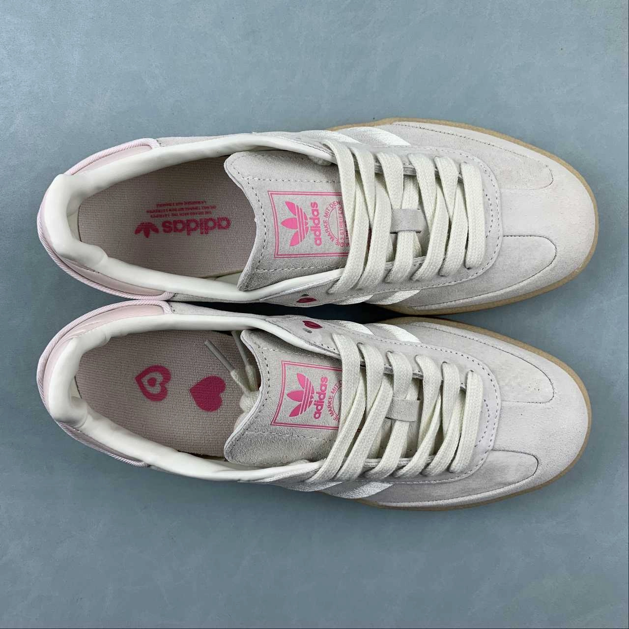 Adidas Samba Vegan Light Gray Pink Rubber ID1104 Open Feel
