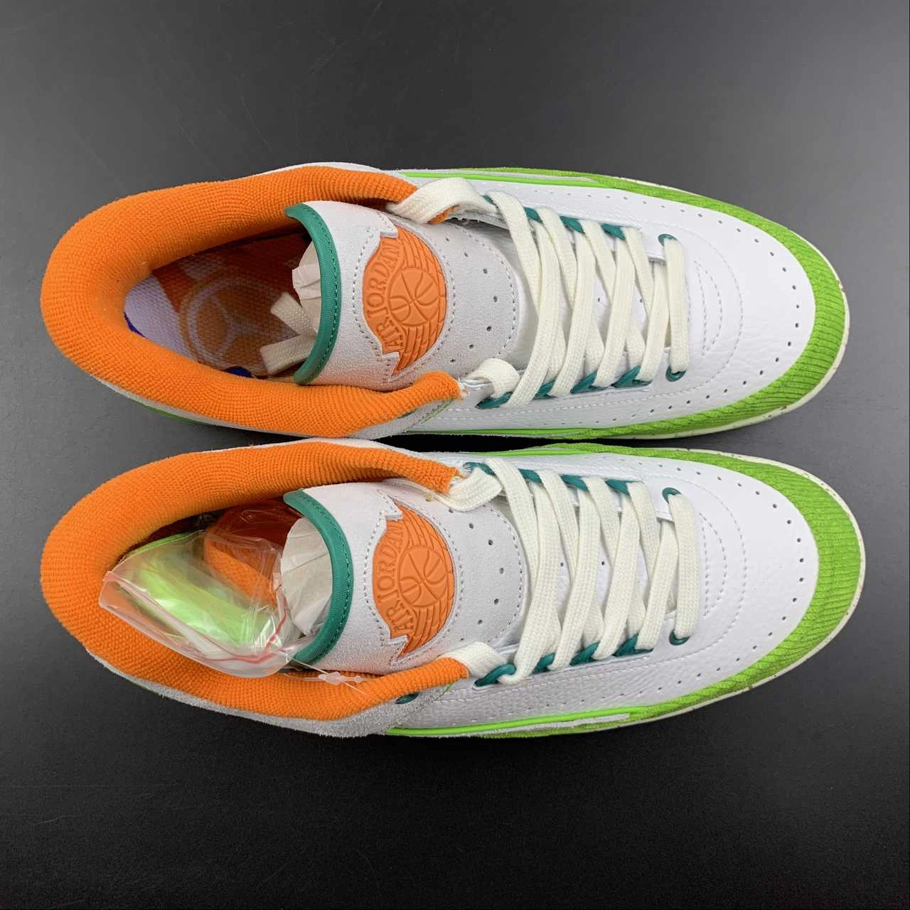 Cold Proof Easy   To   Clean Titan x Air Jordan 2 Low Sail Safety Orange Chlorophyll Coconut Milk DV6206-183