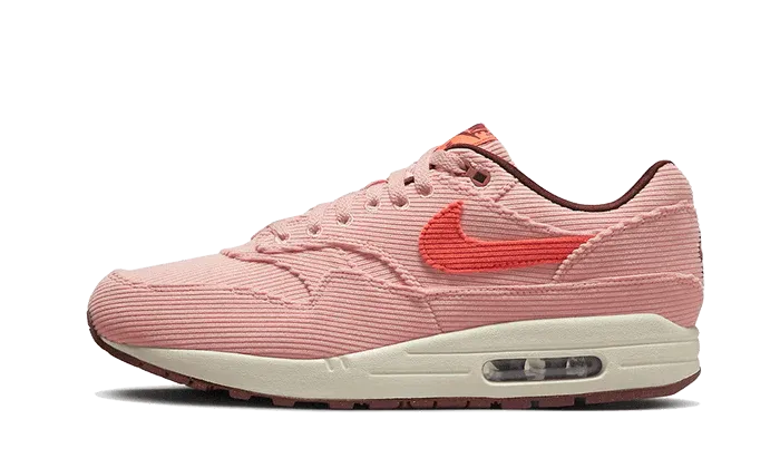 Nike Air Max 1 PRM Corduroy Coral Stardust running in a suspension bridge area shoes