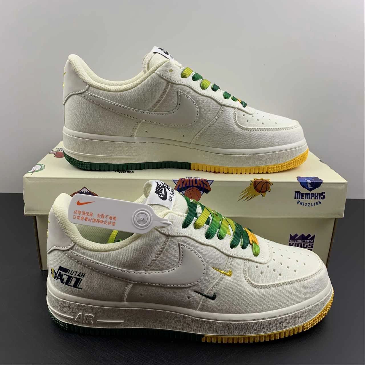 Quick Wear After Work Air Force 1 07 Low White Green Noise Yellow ZJ6695-303