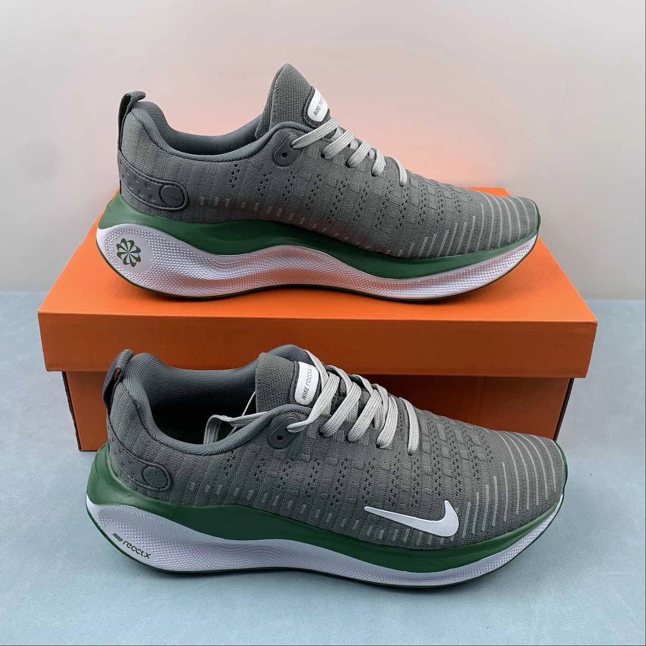 running in forest shoes orthotic - friendly shoes Nike ReactX Infinity Run 4 Cool Grey Gorge Green FJ1221-006