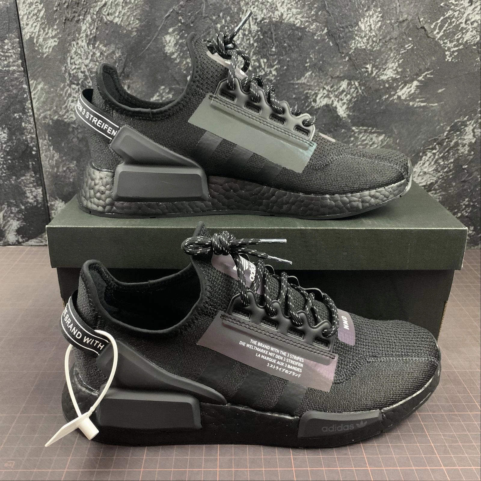 Adidas NMD R1 V2 Core Black Iridescent high - end quality shoes fall shoes