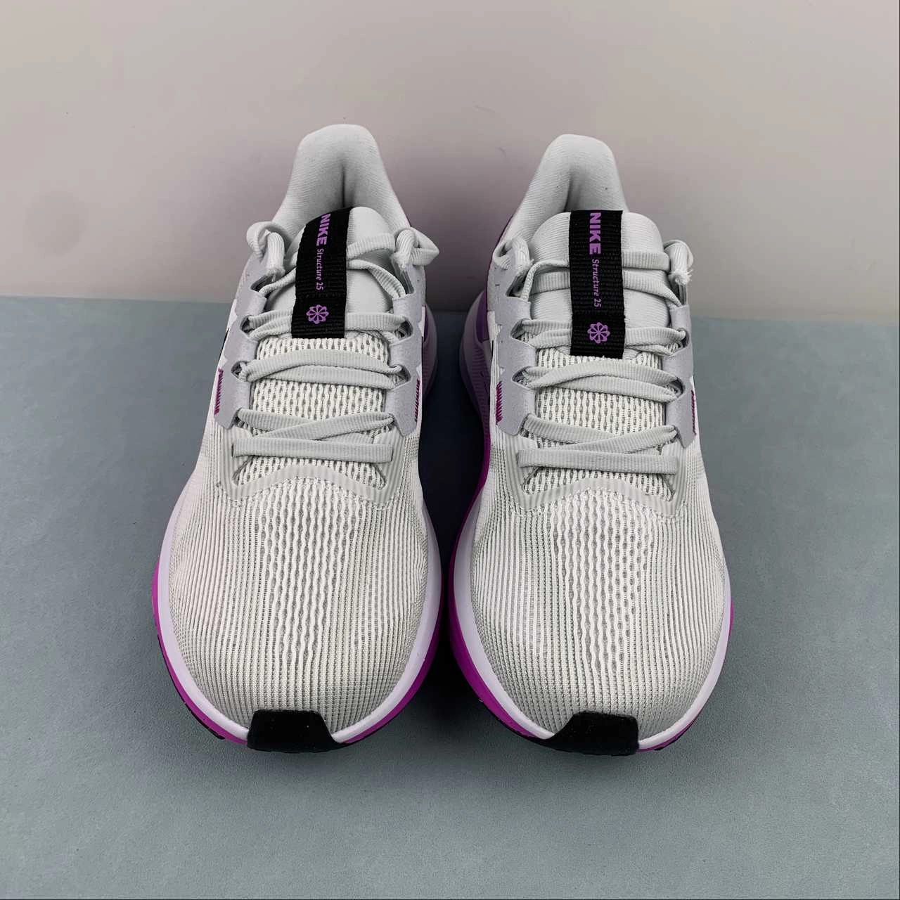 Walk Friendly Training Habit Air Zoom Structure 25 White Pure Platinum Fuchsia Dream Black DJ7884-100