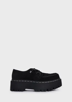 Black Suede Interlace Double Decker Creepers