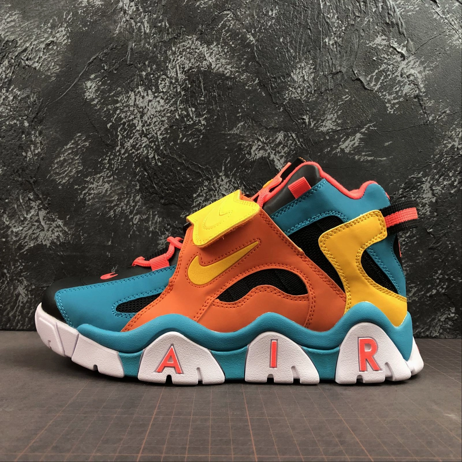 Air Barrage Mid QS Black Orange Bright Yellow CD9329-300 running on hilly terrain shoes adult fitness shoes