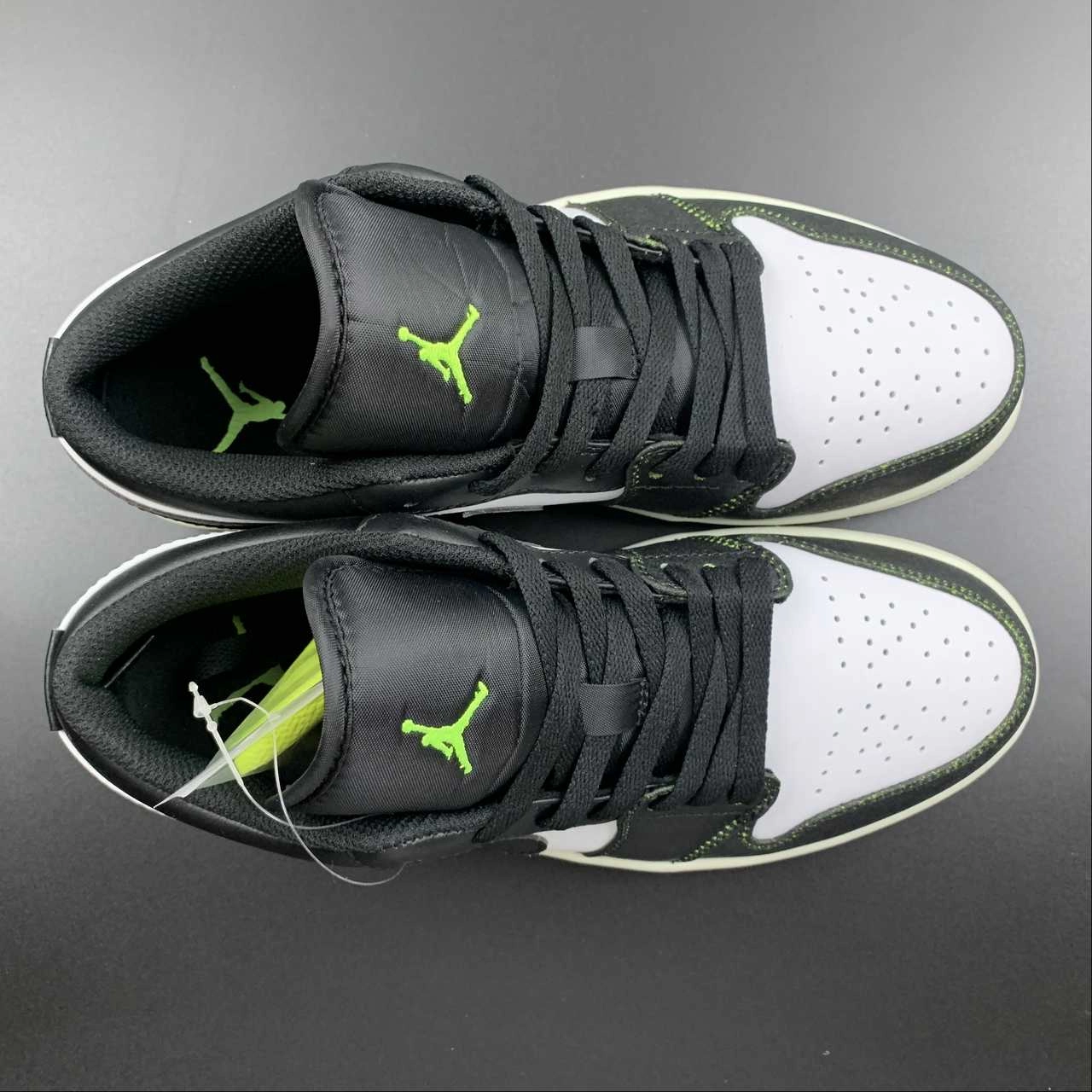 Air Jordan 1 Low Black Electric Green White DO8244-003 Running Track Cushioned Feel