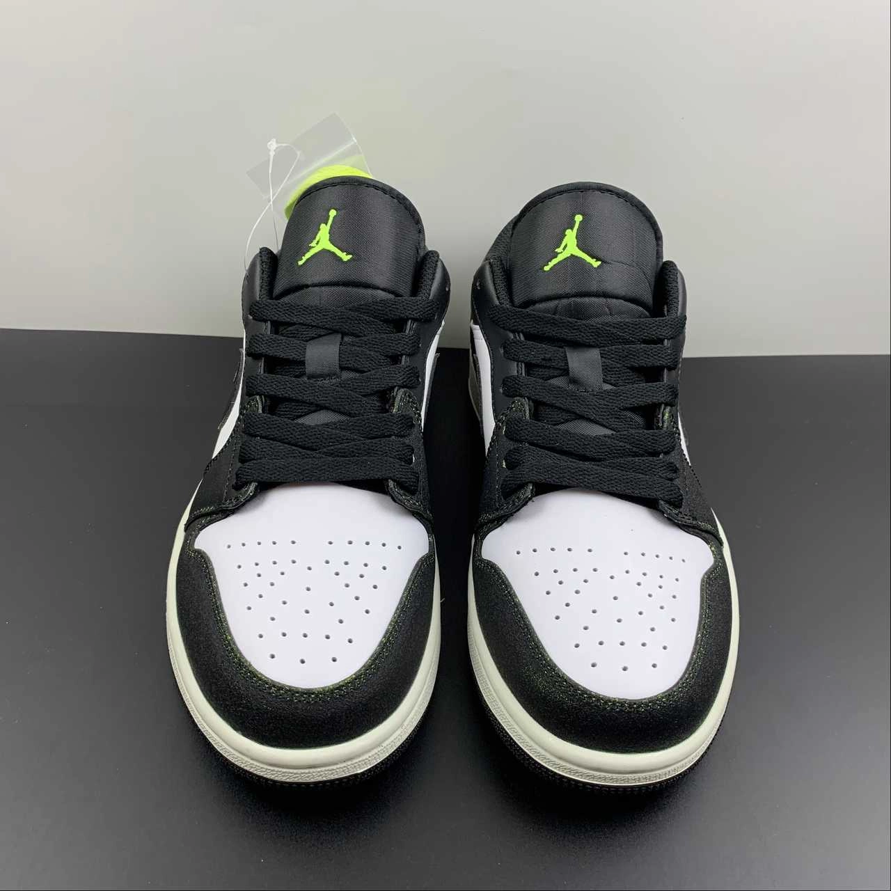 Air Jordan 1 Low Black Electric Green White DO8244-003 Elasticated Lacing shape fit