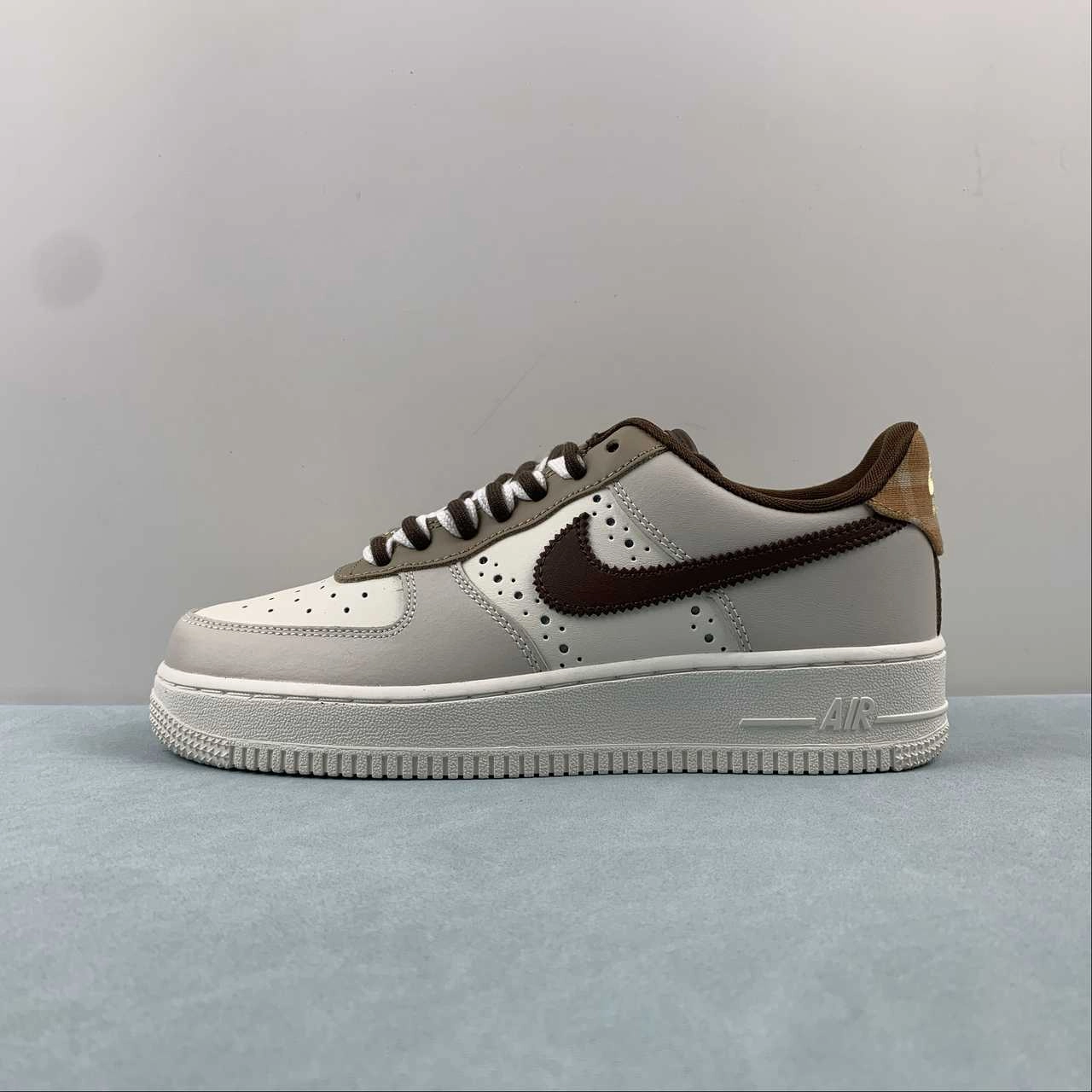 Air Force 1 Low LV8 Brogue Sail Khaki Cacao Wow FV3702-121 Flat Sole