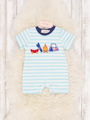 Blue Stripe Camping Romper