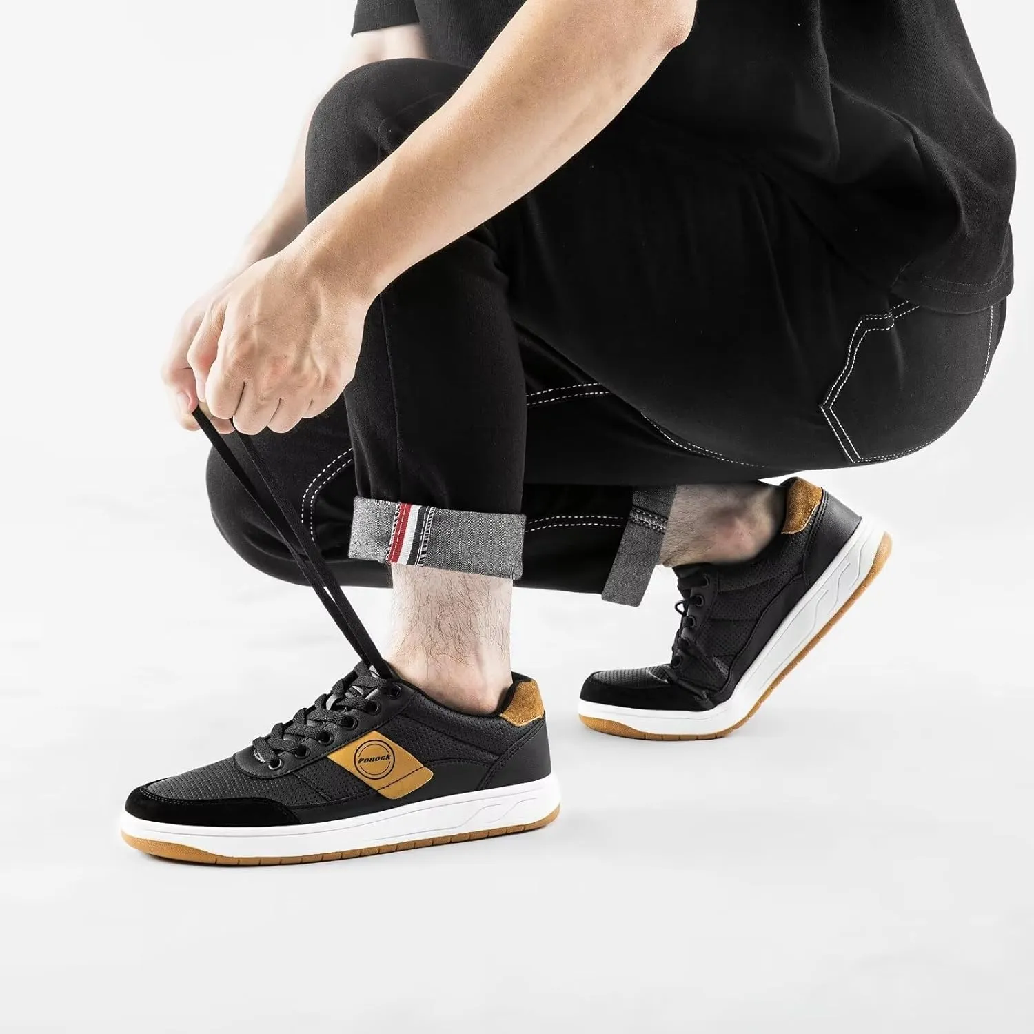 BNR Mens Fashion Sneakers Skate Shoes Casual Comfortable Durable Black Navy Brown