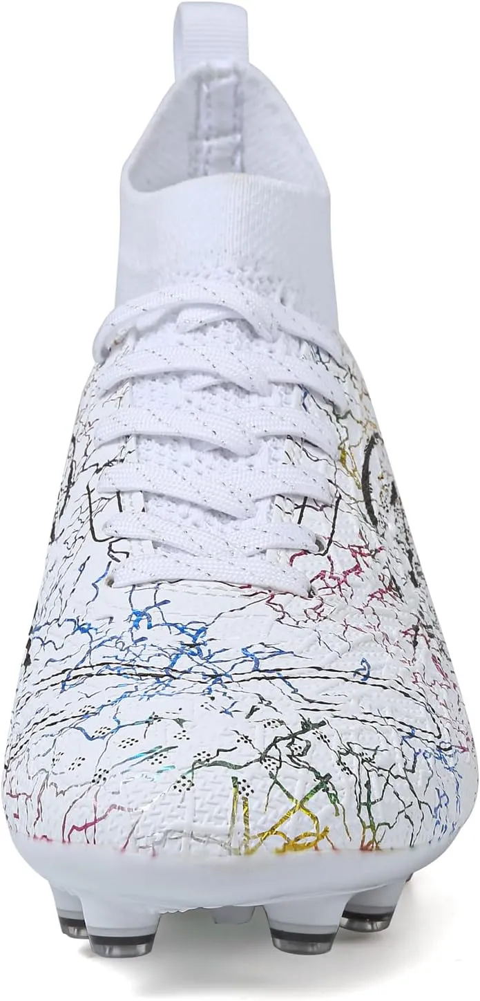 Boys' Soccer Shoes Kids Firm Ground Soccer Cleats Girls Athletic Sneakers Outdoor Turf Football Shoes for Little/Big Kid