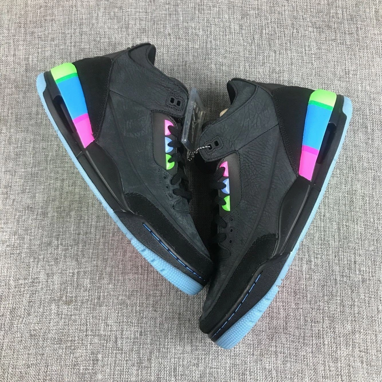 Air Jordan 3 Retro SE Quai 54 Black Colorful AT9195-001 Vegan Material