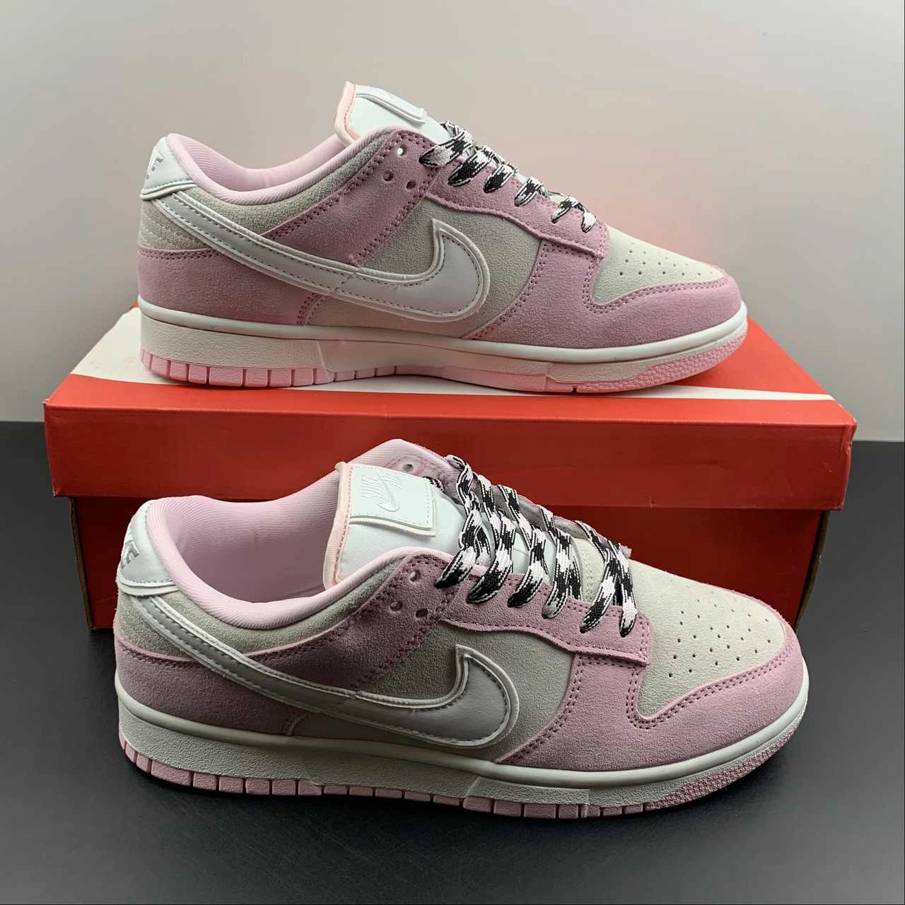 SB Dunk Low LX Pink Foam White Black DV3054-600 Sustainable Stitching