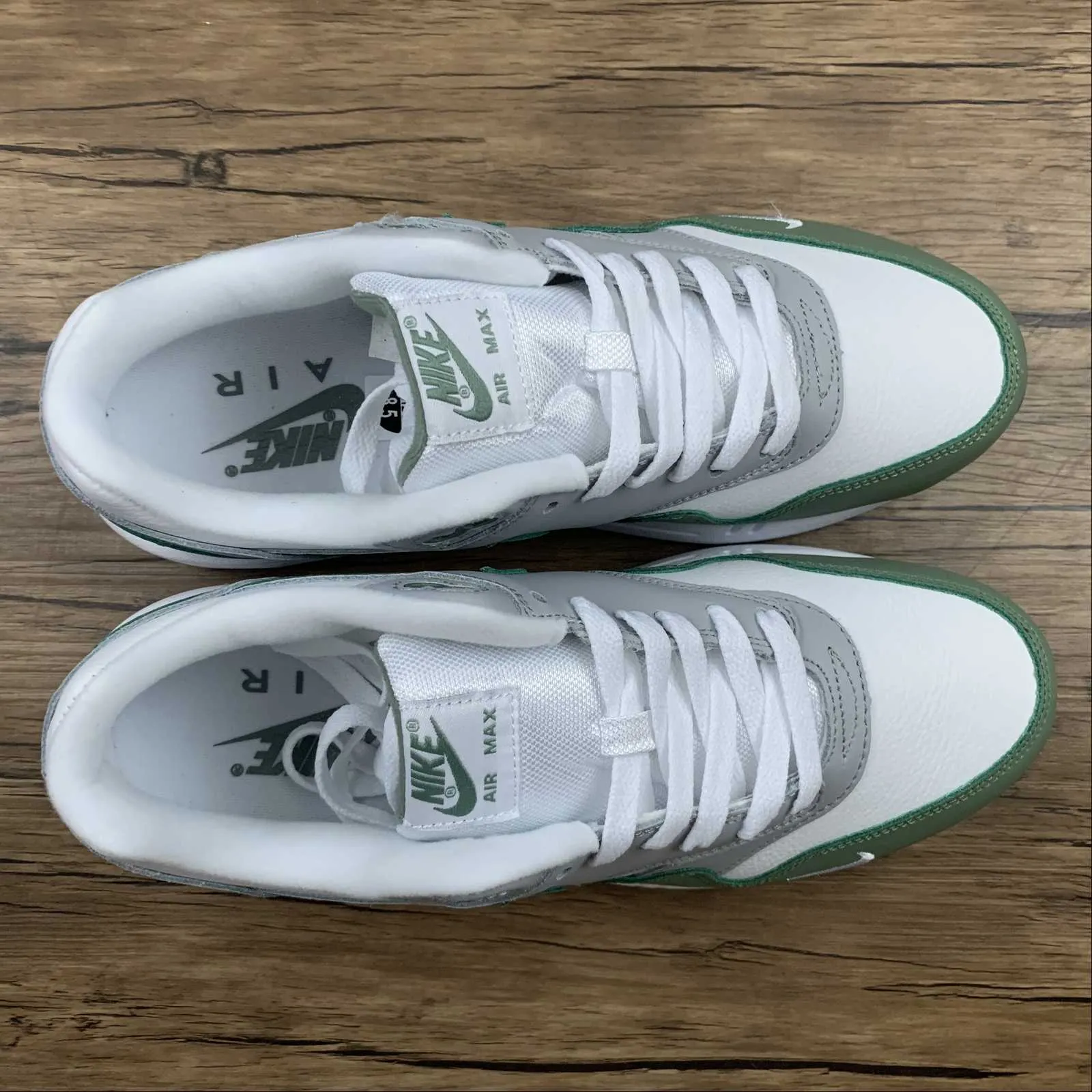 leather - upper shoes high - arch - feature shoes Air Max 1 Premium Spiral Sage Wolf Gray Black White DB5074-100