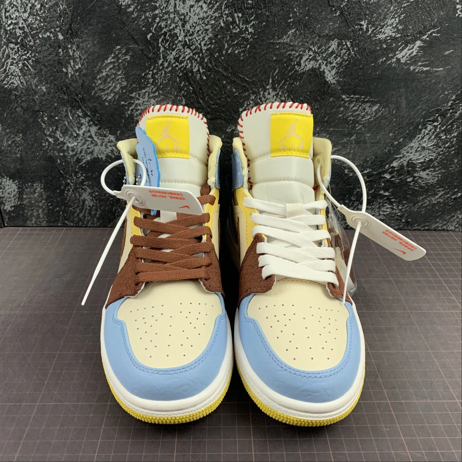 Air Jordan 1 Mid Fearless Ski Blue Grey Yellow CU2803-200 Perforated Airflow Zones