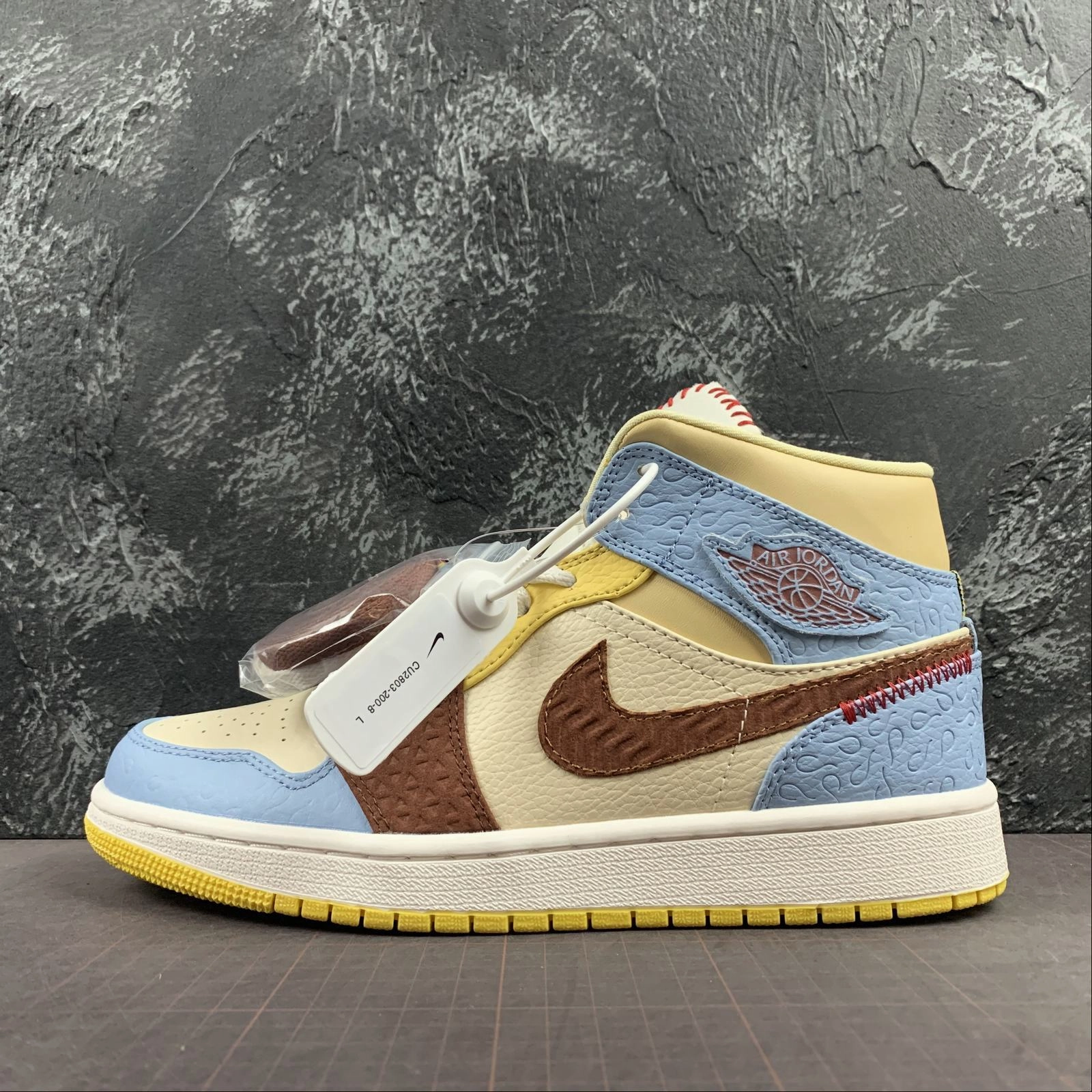 Durable Bottom Sweat Control Air Jordan 1 Mid Fearless Ski Blue Grey Yellow CU2803-200