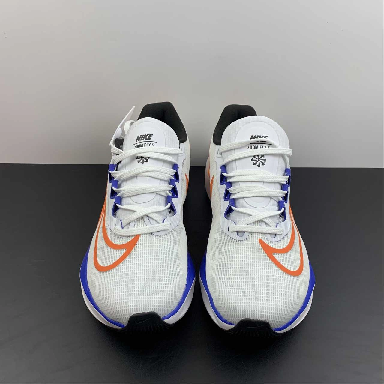 Zoom Fly 5 White Black-Orange Blue DM8968-600 synthetic leather Energy return