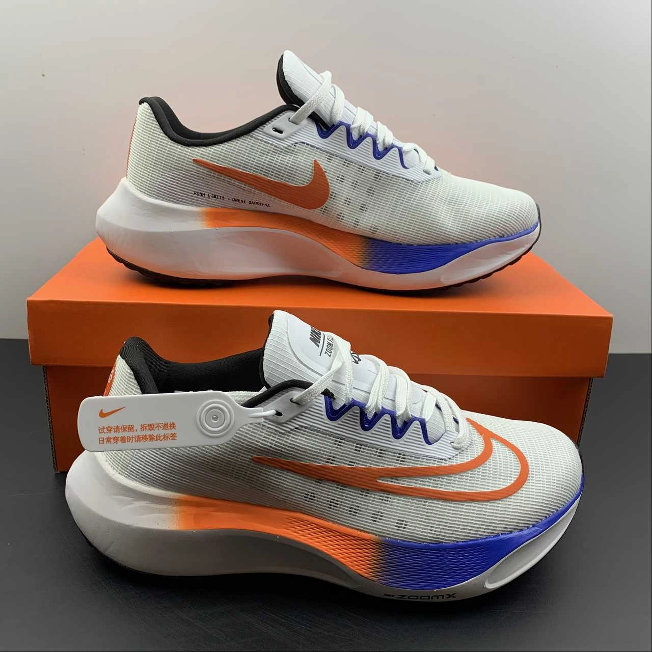 Zoom Fly 5 White Black-Orange Blue DM8968-600 Sturdy Agile Build
